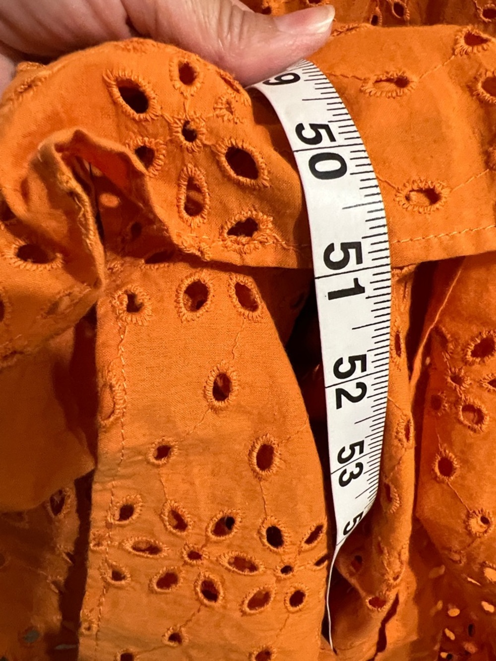 ELOQUII Elements Orange Cotton Eyelet Tiered Midi Dress Size 16 Boho Cottagecore - Picture 7 of 9